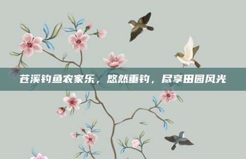 苍溪钓鱼农家乐，悠然垂钓，尽享田园风光