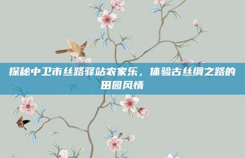 探秘中卫市丝路驿站农家乐，体验古丝绸之路的田园风情
