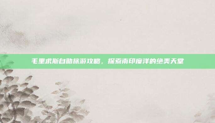 毛里求斯自助旅游攻略,探索南印度洋的绝美天堂