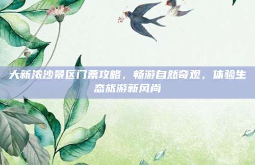 大新浓沙景区门票攻略，畅游自然奇观，体验生态旅游新风尚