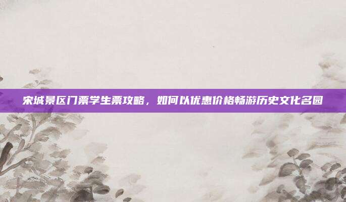 宋城景区门票学生票攻略,如何以优惠价格畅游历史文化名园