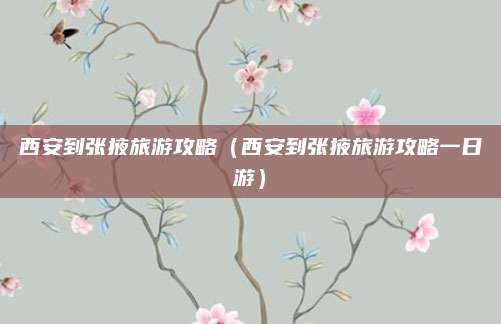 西安到张掖旅游攻略(西安到张掖旅游攻略一日游)
