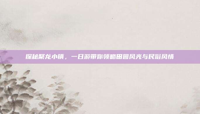 探秘聚龙小镇,一日游带你领略田园风光与民俗风情