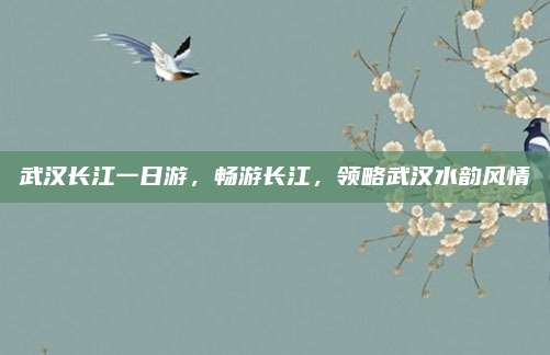 武汉长江一日游，畅游长江，领略武汉水韵风情