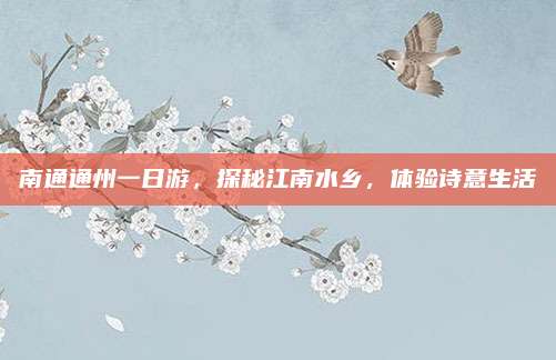 南通通州一日游，探秘江南水乡，体验诗意生活