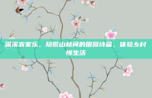 深溪农家乐,隐匿山林间的田园诗篇,体验乡村慢生活