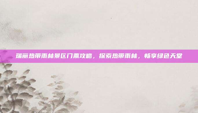 瑞丽热带雨林景区门票攻略，探索热带雨林，畅享绿色天堂