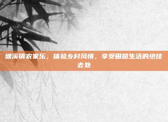 塘溪镇农家乐，体验乡村风情，享受田园生活的绝佳去处