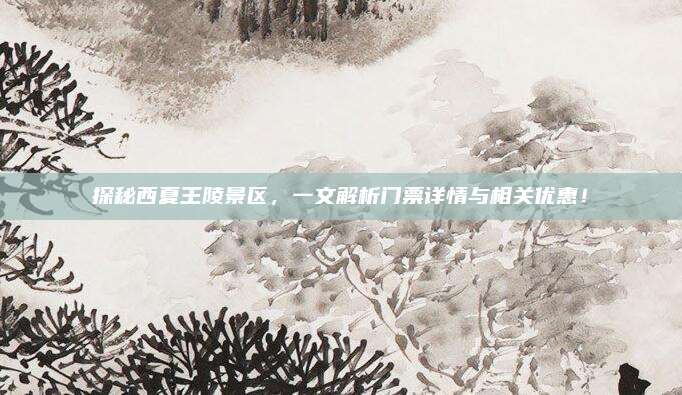 探秘西夏王陵景区，一文解析门票详情与相关优惠！
