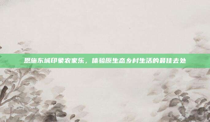 恩施东城印象农家乐，体验原生态乡村生活的最佳去处