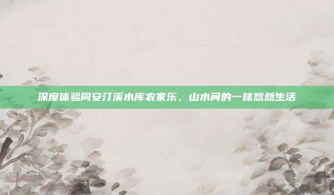 深度体验同安汀溪水库农家乐，山水间的一抹悠然生活