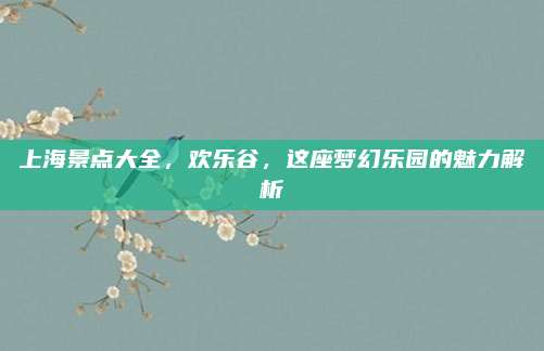 上海景点大全，欢乐谷，这座梦幻乐园的魅力解析