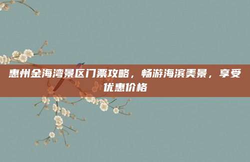 惠州金海湾景区门票攻略，畅游海滨美景，享受优惠价格
