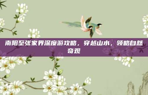 南阳至张家界深度游攻略，穿越山水，领略自然奇观