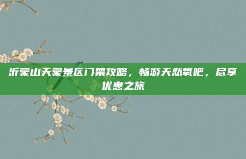 沂蒙山天蒙景区门票攻略，畅游天然氧吧，尽享优惠之旅