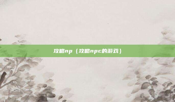 攻略np（攻略npc的游戏）