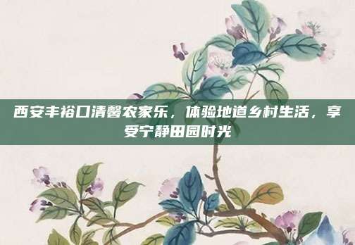 西安丰裕口清馨农家乐，体验地道乡村生活，享受宁静田园时光