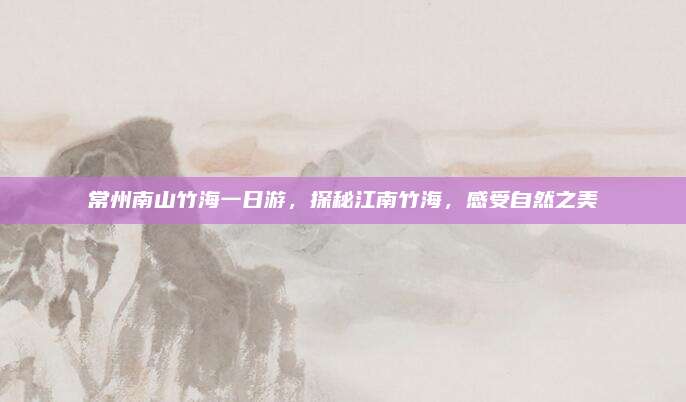 常州南山竹海一日游，探秘江南竹海，感受自然之美