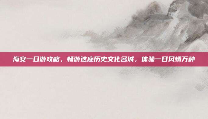 海安一日游攻略，畅游这座历史文化名城，体验一日风情万种