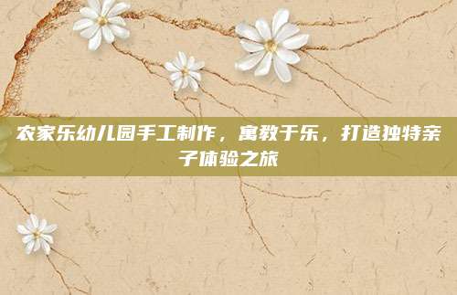 农家乐幼儿园手工制作，寓教于乐，打造独特亲子体验之旅