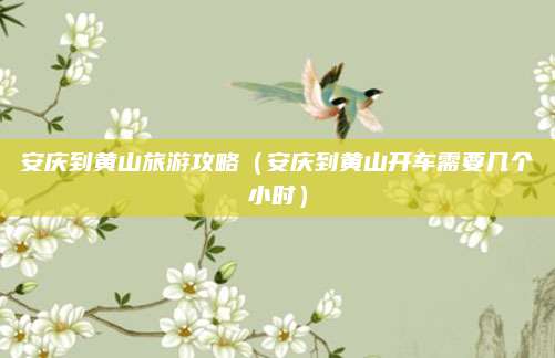 安庆到黄山旅游攻略(安庆到黄山开车需要几个小时)