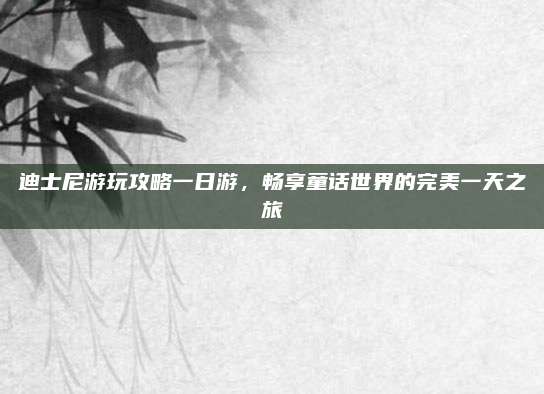 迪士尼游玩攻略一日游，畅享童话世界的完美一天之旅
