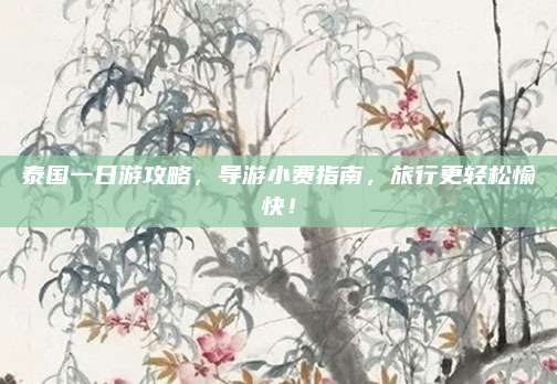 泰国一日游攻略，导游小费指南，旅行更轻松愉快！
