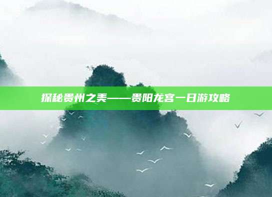 探秘贵州之美——贵阳龙宫一日游攻略