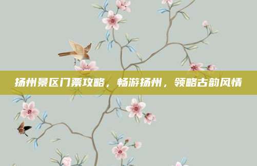 扬州景区门票攻略，畅游扬州，领略古韵风情