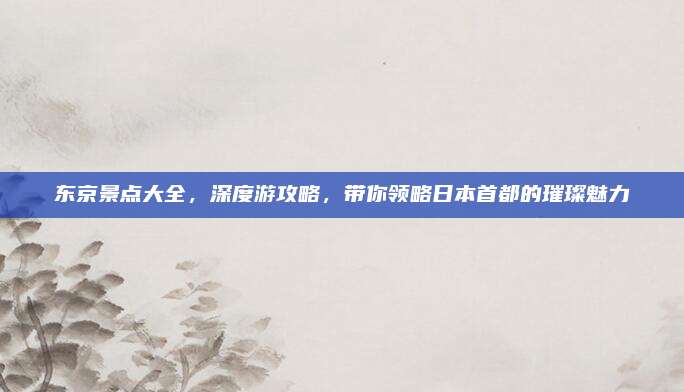 东京景点大全，深度游攻略，带你领略日本首都的璀璨魅力