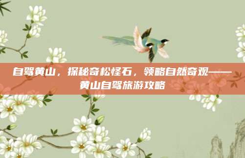 自驾黄山，探秘奇松怪石，领略自然奇观——黄山自驾旅游攻略