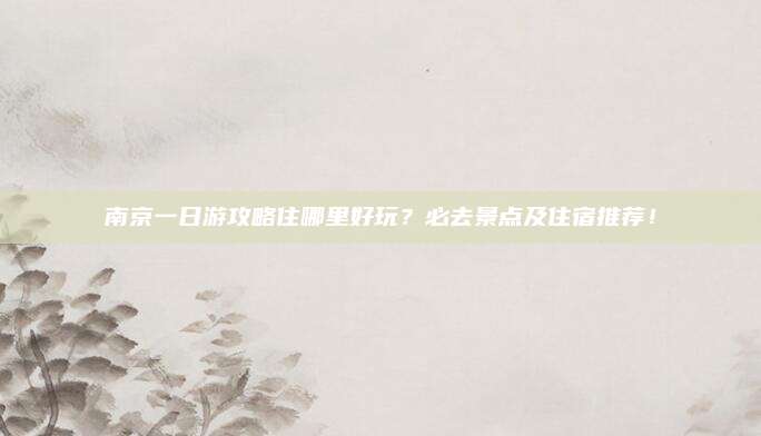 南京一日游攻略住哪里好玩？必去景点及住宿推荐！