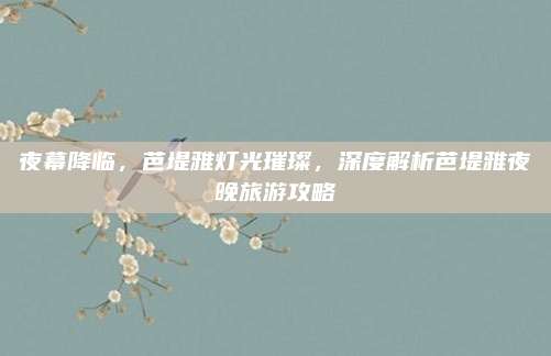 夜幕降临，芭堤雅灯光璀璨，深度解析芭堤雅夜晚旅游攻略