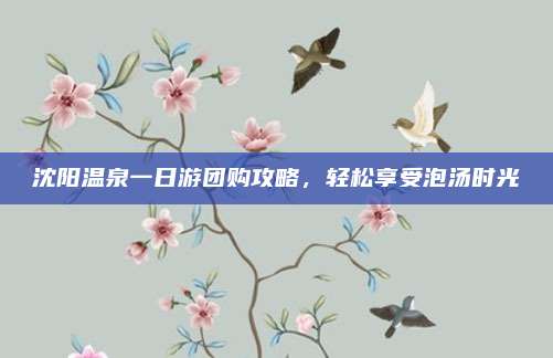 沈阳温泉一日游团购攻略，轻松享受泡汤时光