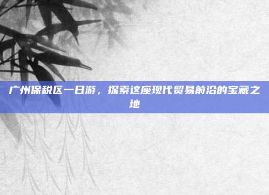 广州保税区一日游，探索这座现代贸易前沿的宝藏之地