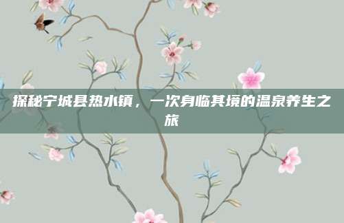 探秘宁城县热水镇，一次身临其境的温泉养生之旅