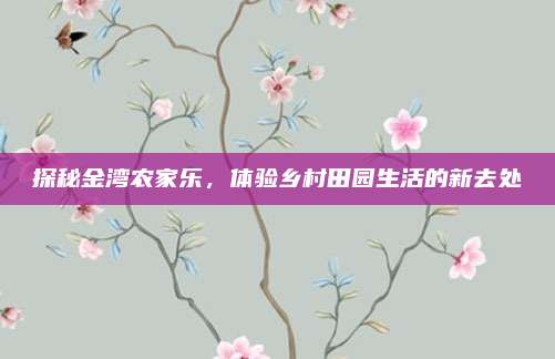 探秘金湾农家乐，体验乡村田园生活的新去处