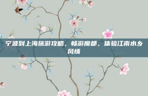 宁波到上海旅游攻略,畅游魔都,体验江南水乡风情