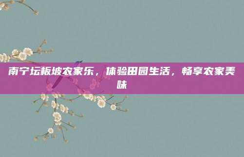 南宁坛板坡农家乐，体验田园生活，畅享农家美味