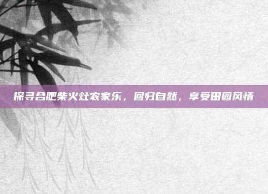 探寻合肥柴火灶农家乐，回归自然，享受田园风情