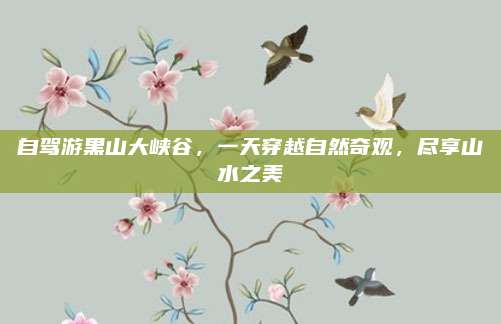 自驾游黑山大峡谷，一天穿越自然奇观，尽享山水之美