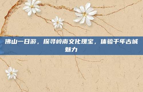 佛山一日游，探寻岭南文化瑰宝，体验千年古城魅力