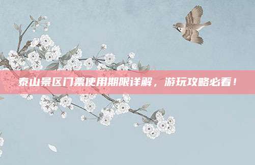 泰山景区门票使用期限详解，游玩攻略必看！