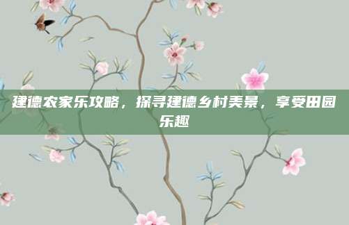 建德农家乐攻略，探寻建德乡村美景，享受田园乐趣