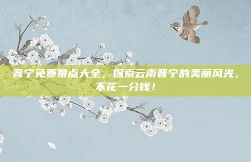 晋宁免费景点大全，探索云南晋宁的美丽风光，不花一分钱！