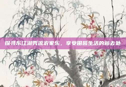 探寻东江湖秀流农家乐,享受田园生活的新去处