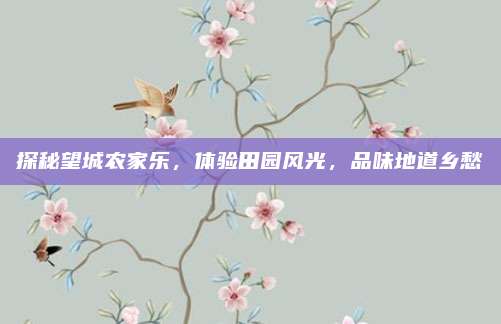 探秘望城农家乐，体验田园风光，品味地道乡愁