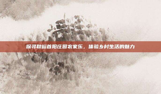 探寻耿峪首阳庄园农家乐，体验乡村生活的魅力