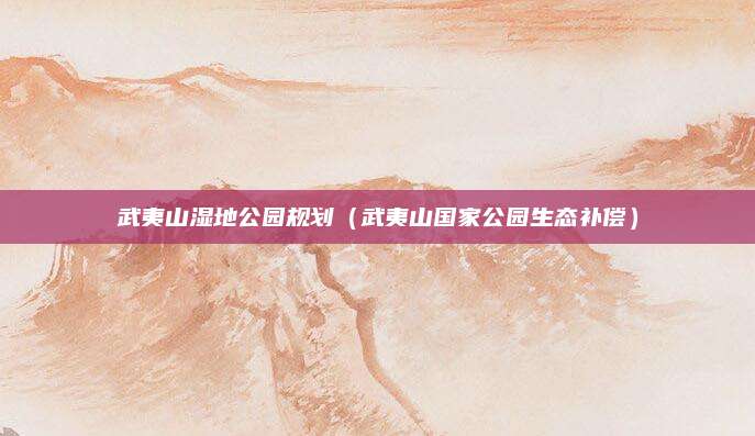 武夷山湿地公园规划（武夷山国家公园生态补偿）