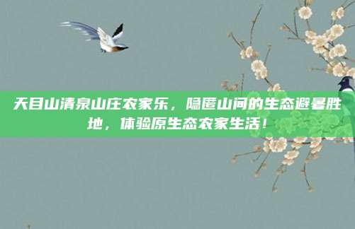 天目山清泉山庄农家乐，隐匿山间的生态避暑胜地，体验原生态农家生活！